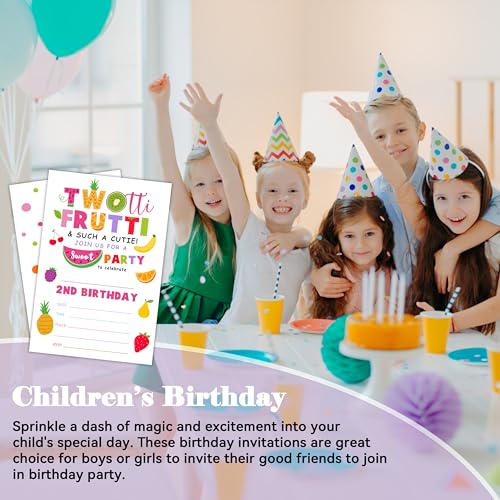 Birthday Invitations for Girls Boys - Tutti Frutti 2th Bday Invites with Envelopes(25-Count) - Turning 2 Fill-in Invite Cards for Party Supplies Favors Decorations - F17 - style: Tutti Frutti 2th