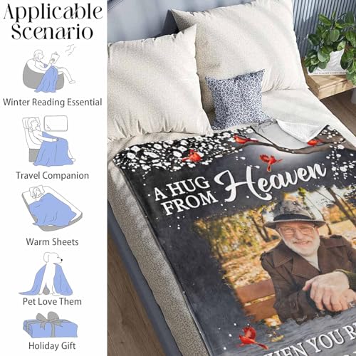 Custom Memorial Blanket with Photo - Sympathy Gift for Loss of Loved One - color: Style 12
