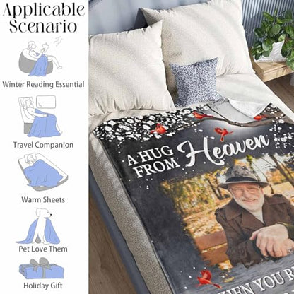 Custom Memorial Blanket with Photo - Sympathy Gift for Loss of Loved One - color: Style 12