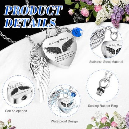 Ecation 12 Set Small Urn Cremation Jewelry Necklaces for Ashes Stainless Steel Keepsake Urns Memorial Locket Mini Ash Holders Waterproof for Human Adult Female Male Family Loved One(Blue) - color: Blue