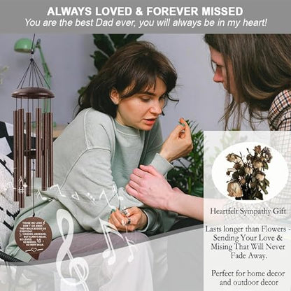 Sympathy Wind Chimes, 40" Memorial Wind Chimes for Loss of Loved One, Sympathy Memorial Bereavement Gift,in Memory of Loved One Loss of Mother Father，Home Decor Garden Patio Outdoor (Copper)