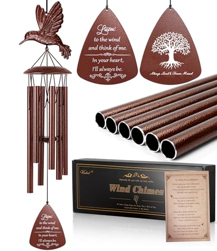 VENBEEL Memorial Sympathy Wind Chime, Hummingbird Memorial Gift for Loss of Loved One, Bereavement Condolence Remembrance Gift for Loss of Mom Dad