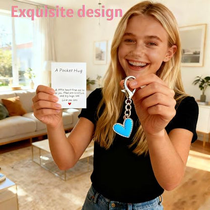 YOJO Pocket Hug Keychain, Love Keychain with Positive Affirmation Card, Emotional Support, Inspirational Gift - color: Blue
