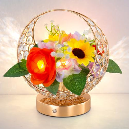 Birthday Gifts for Women Rose Hydrangea Sunflowers Flower Lamp - color: Purple