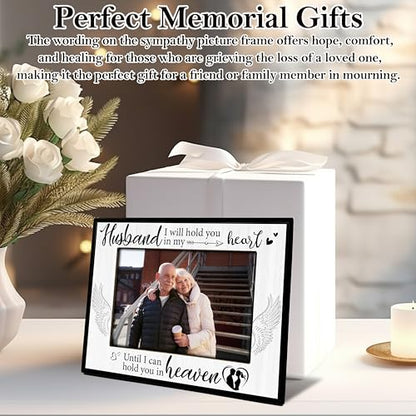 Sympathy Picture Frame, Memorial Gifts for Loss of Husband, Remembrance Gifts Photo Frame, 4x6 Bereavement Photo Frame for Tabletop Display Photo Insert - L06 - style: loss of husband 2