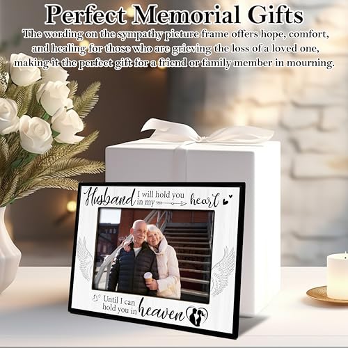 Sympathy Picture Frame, Memorial Gifts for Loss of Husband, Remembrance Gifts Photo Frame, 4x6 Bereavement Photo Frame for Tabletop Display Photo Insert - L06 - style: loss of husband 2