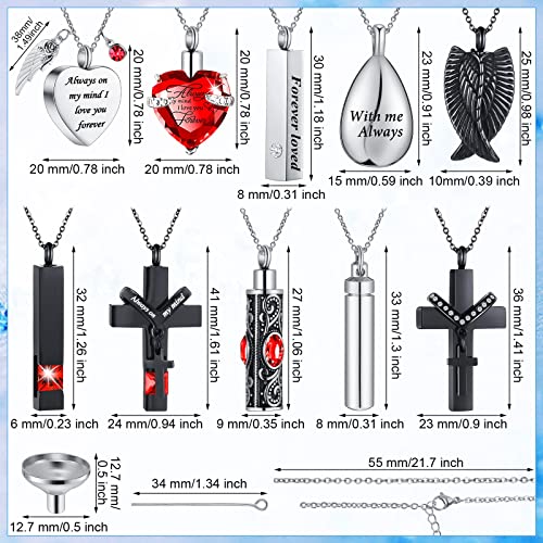 Jexine 10 Pcs Urn Necklace Cremation Jewelry for Men - color: Red
