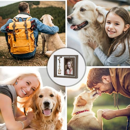 Pet Memorial Photo Frame 4x6, Loss of Cat Dog Sympathy Gifts for Friend Condolence Keepsake with Pet Hair/Ashes Remembrance Glass Bottle & Gift Box