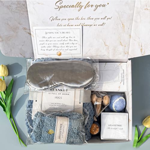 AHAGIFTREE Gift Baskets for Women,11PC Care Package,Think of You, surgery recovery gifts for women,Get Well Soon After Surgery,Birthday Gifts,Thank You,Sympathy Gift Baskets - color: Blue
