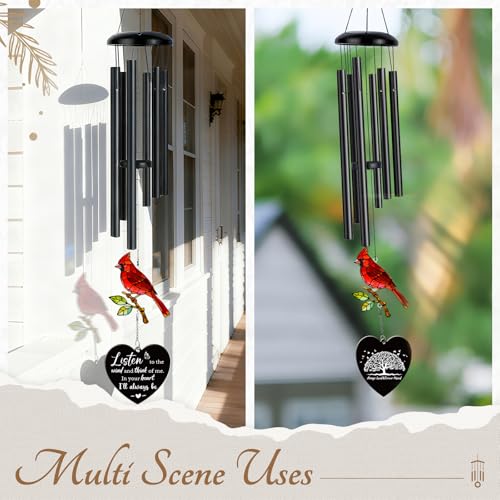 Sympathy Gifts for Loss of Loved One,Sympathy Memorial Wind Chimes with Cardinal, Cardinal Remembrance Wind Chimes for Mother Father Husband, Outdoor Garden Decor
