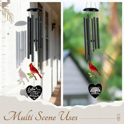 Sympathy Gifts for Loss of Loved One,Sympathy Memorial Wind Chimes with Cardinal, Cardinal Remembrance Wind Chimes for Mother Father Husband, Outdoor Garden Decor