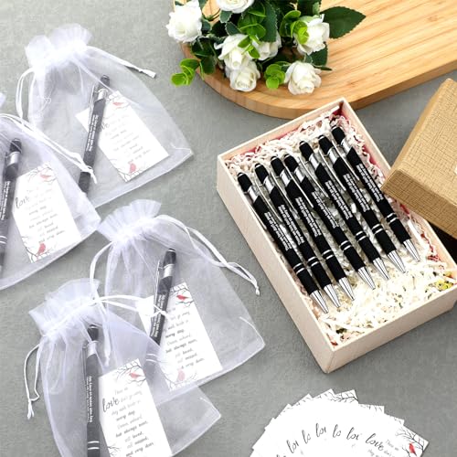 Yeaqee 150pcs/50set Funeral Favor Pen Poem Card for Guests, White, Cardinal - color: White, style: Cardinal