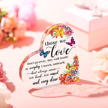 Jetec Sympathy Bereavement Gift for Loss of Loved One, 4 x 4 x 0.4 Inch | Acrylic Heart, Memorial Condolence Grieving Keepsake for Mom Dad Grandma, Remembrance Decor, Sympathy Gifts Standing - size: 4 x 4 x 0.4 Inch