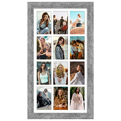 13x25 Collage Frame, 12 Open 4x6 Photo Frame Collage for Wall - color: Grey, size: 13x25 - (12 open4x6）