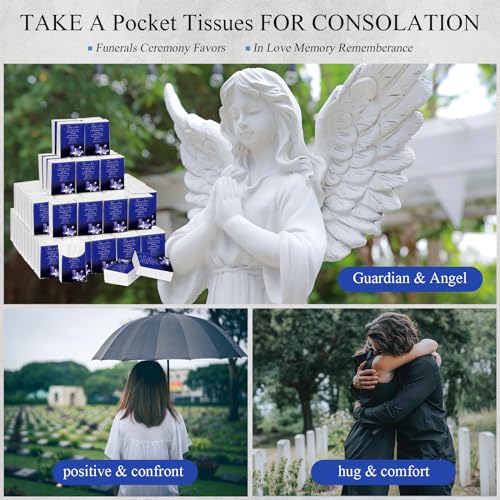 100 Packs Funeral Facial Tissues Memorial Keepsake Pocket Tissue Those We Love Don't Go Away Inspirational Poem Tissue 3 Ply Napkin Packs Funeral Favor for Guests Family Relative, 700 Sheets(Blue) - color: Blue