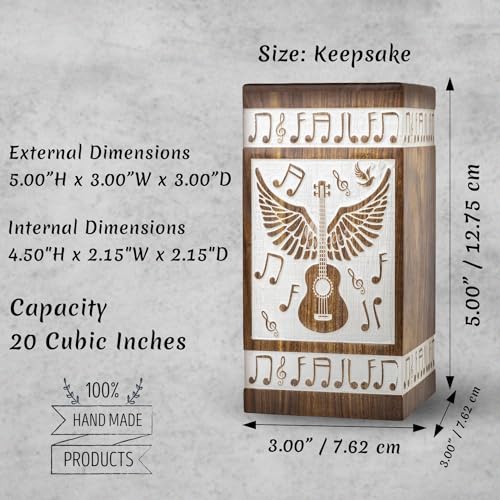 Guitar Wings Keepsake Urns for Human Ashes, Set of 4, White - color: Antique White, size: Keepsake Set of 4 (20 lbs each)