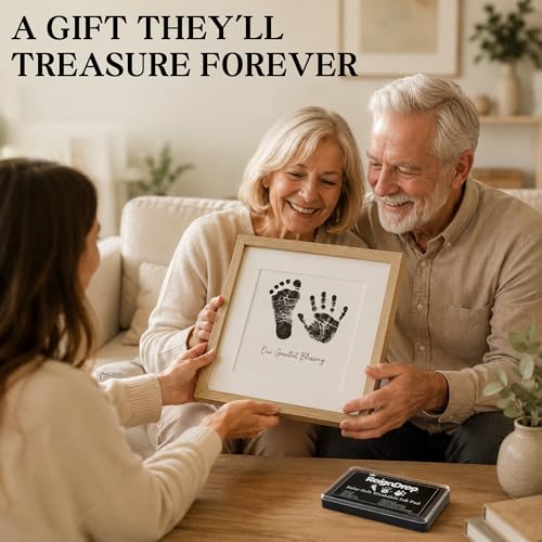 ReignDrop Baby Ink Pad for Hand and Footprints, Non-Toxic Acid-Free Keepsake Kit, Smudge-Proof Archival Ink Wipes Off Skin, for Scrapbook, Photo Album, Frames & Pet Paws, Baby Gift (Black) - color: Black