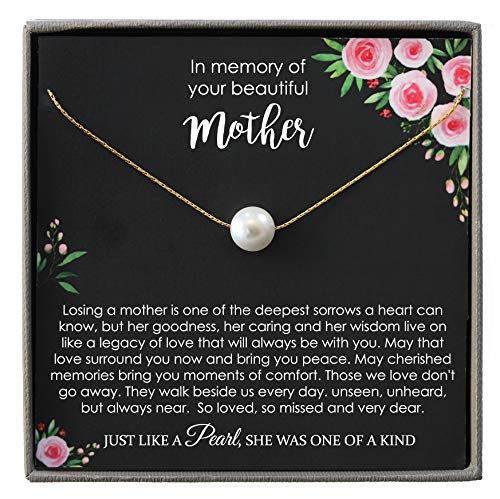 Be Wished Loss of a Mother Sympathy Gifts, Handmade Necklace with Meaningful Message, Ready to Give Jewelry - style: 14K Gold Pearl Necklace