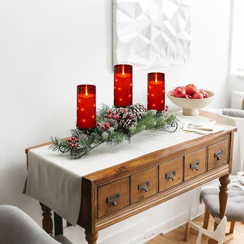 Flickering Flameless Candles with Remote Timer, 6pcs LED Battery Operated Candles with Embedded String Lights Red, Same Size D3 H6 - color: Red