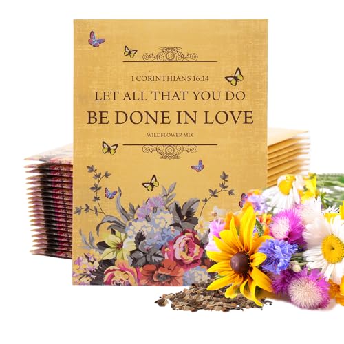 All You Do Be Done in Love - Wildflower Mix Seed Packets - 25 Seed Packs - Perfect Eco-Friendly Gift for Gardeners & Friends - Non GMO Seeds