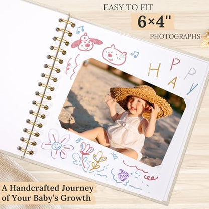 Scrapbook Photo Album Linen Cover, 8 x 8 Inch Hardcover Kraft White Pages Memory Book, for Travel Wedding Guest Book Christmas Baby Shower (20 Sheets/ 40 Pages,Darkgreen) | Green Hardcover Kraft White Pages Memory Book, for Travel Wedding Guest Book Chris