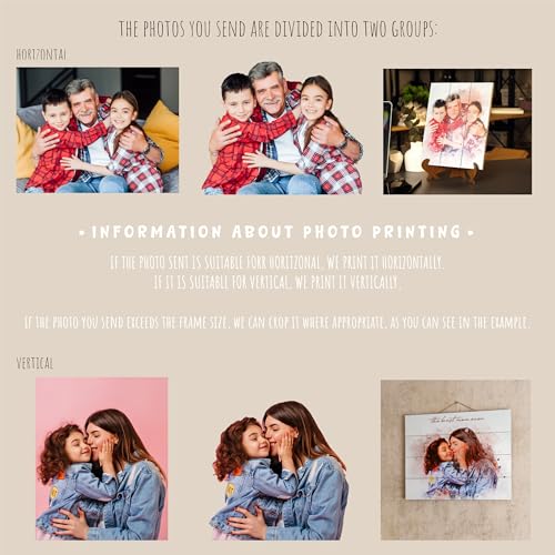 Personalized Valentine’s Day Gift for Him or Her Custom Photo on Wood - color: Watercolor Design