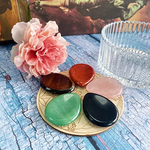QINJIEJIE 2PCS Worry Stone Amethyst Tiger's Eye Healing Crystals Hand Carved Gemstones Thumb Pocket Stones Meditation Crystal Reiki Water Drop Shaped Palm Stone for Anxiety Therapy - color: D-amethyst & Tiger's Eye - Water Drops Shaped