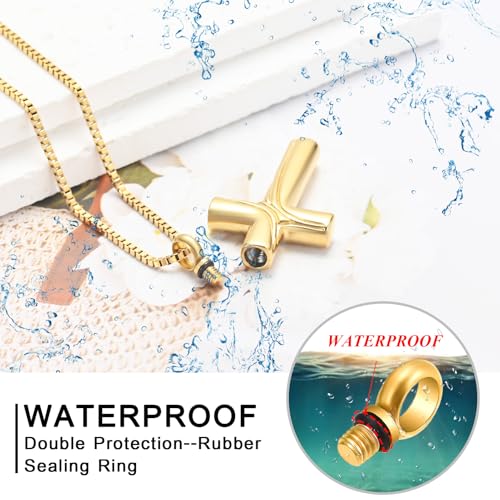 XSMZB Cross Cremation Jewelry Memorial Pendant Urn Necklace for Ashes of Loved One Funeral Ashes Keepsake Necklaces for Men Women - color: Gold