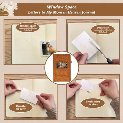 Mom Grieving Gift, Sympathy Condolence Remembrance Memorial Gifts | Letters To My Mom In Heaven Faux Leather Journal with Window Cover 200 Pages A5 Lined for Family Friend Who Loss of Mother - style: Mom