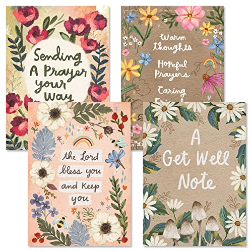 Current Someone Cares Get Well Greeting Cards - Set of 8 (4 Designs), Large 5" x 7", Sympathy Cards with Sentiments Inside, White Envelopes - color: Someone Cares