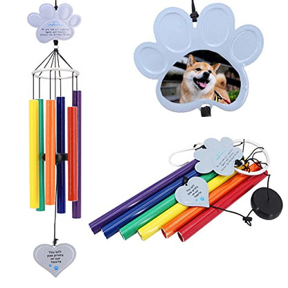 Pet Memorial Wind Chimes Rainbow Bridge,36 Inch Rainbow Bridge Pet Remembrance Wind Chimes for Loss of Dog Cat,Pet Memorial Windchime Gifts for Loss of Pets with Rainbow Bridge Card