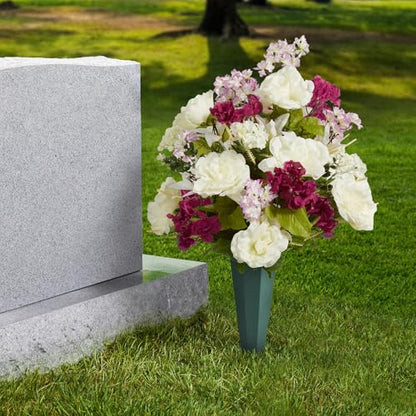 FloraCraft Affinity Plastic Cemetery Vase with Permanent Spike 4.4 inch x 12.75 inch Green