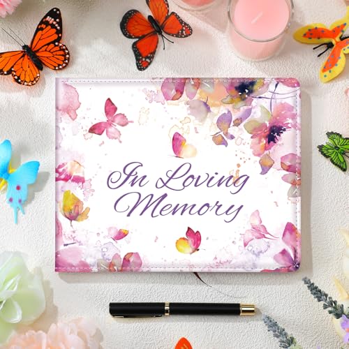 Patelai Funeral Guest Book with Pen, Watercolor Butterfly - style: Watercolor Butterfly