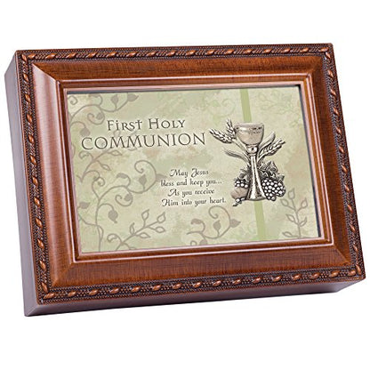 Cottage Garden Inspirational Music Box - Communion Plays Ave Maria with Woodgrain Finish