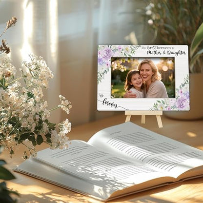 Mom Picture Frame | Mothers Day Photo Frame 4×6, Purple Flower Picture Frames for Mother's Day Birthday Memorial Gifts - color: Purple and White Flower