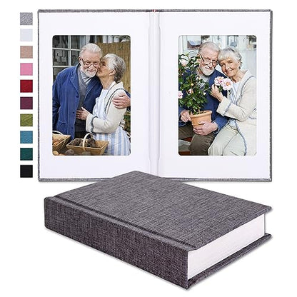 Pssoss 4x6 Photo Album with Writing Space, Linen Cover, 30 Photos, Gray - color: Gray, size: 30 Photos