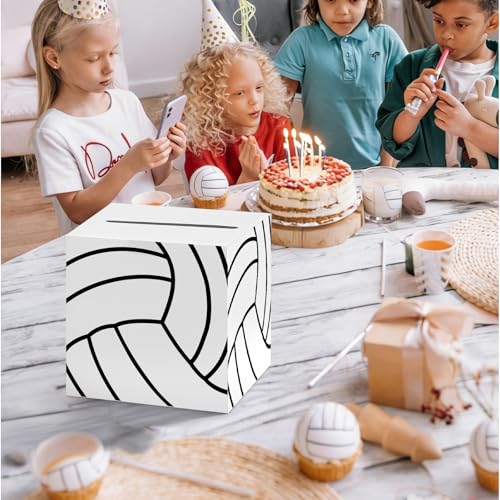 Volleyball Card Box Sports Party Favors Post Box Cardboard Receiving Money Holder for Volleyball Theme Wedding Reception, Baby Showers, Anniversary, Birthday Party, Table Centerpiece Decorations - style: Volleyball