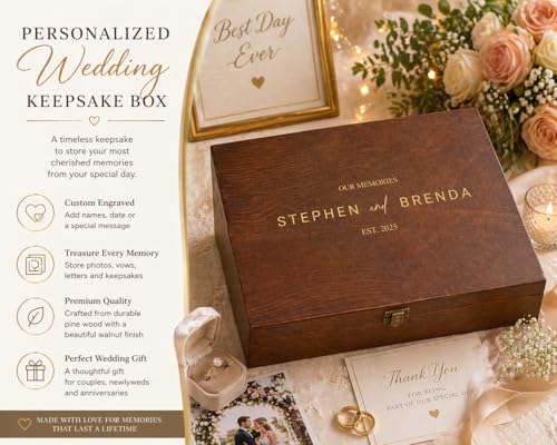 Personalised Engraved Wooden Keepsake Box, Wedding Memory Box, Personalized Keepsake Wood Box, Custom Wedding Gift, Custom Photo Box - style: Storage Box Design - 8