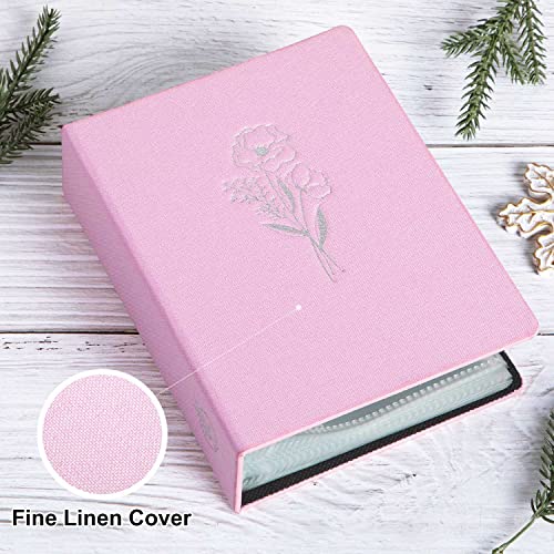 Lanpn Photo Album 4x6 50 Pictures 2 Packs, Small Mini Capacity Linen Photo Book Sets, Each Pack Holds 100 Top Loader Vertical Only Picture for Kids Boy Girls Pink - color: Pink, size: 50 Pockets/2PK