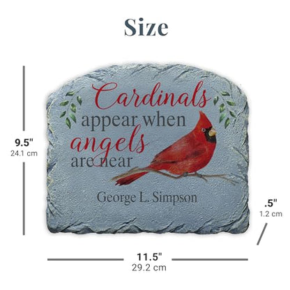 Leet's Make Memories Personalized Memorial Garden Stone - Sympathy - Loss of Loved One - Grave Marker - Condolences - Indoor/Outdoor - Durable Resin - Cardinals Appear When Angels are Near - style: Cardinals Appear