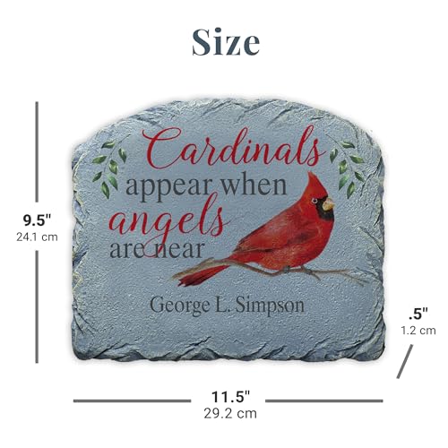 Leet's Make Memories Personalized Memorial Garden Stone - Sympathy - Loss of Loved One - Grave Marker - Condolences - Indoor/Outdoor - Durable Resin - Cardinals Appear When Angels are Near - style: Cardinals Appear