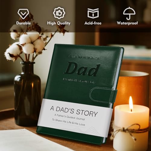 Artmag Dad's Life Story Journal with 250+ Prompt Questions, Family Keepsake Book Leather Cover for Dad to Share His Memories for Birthday Father's Day Christmas (Dark Green) - style: Dad's Life Story Journal （Green）