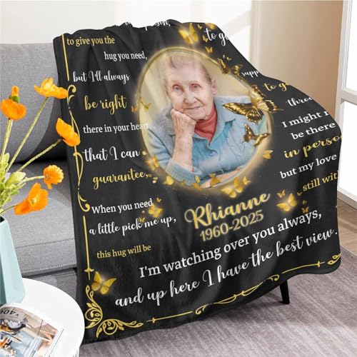 Custom Memorial Blanket with Photo - Sympathy Gift for Loss of Loved One - color: Style 23