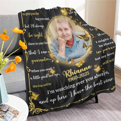 Custom Memorial Blanket with Photo - Sympathy Gift for Loss of Loved One - color: Style 23