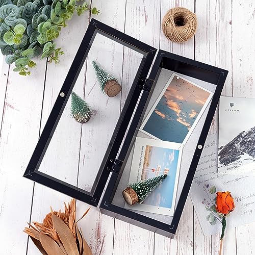 Muzilife 12.5x5 Shadow Box Wood Picture Frame, 2.16 Deep, Real Glass, Black - color: Black, size: 12.5x5