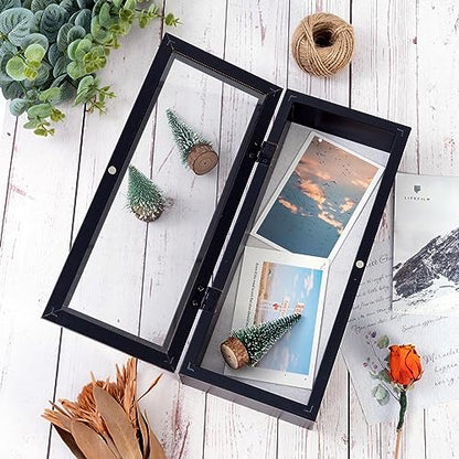 Muzilife 12.5x5 Shadow Box Wood Picture Frame, 2.16 Deep, Real Glass, Black - color: Black, size: 12.5x5