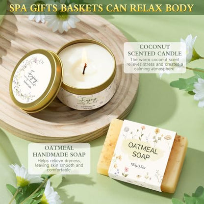 Birthday Gifts for Women, Happy Birthday Gifts for Mom Self Care Package Get Well Soon Gift Baskets, Thinking of You Spa Gift Basket with Knit Blanket Tumbler, Unique Gift Set for Mom, Wife, Friends - color: Beige