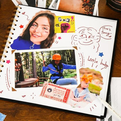 Scrapbook Photo Album, Linen Covered, 8x8 Inches, 20 Sheets/40 Pages | Hardcover Kraft White Pages, Wedding Guest Book, Travel Memory Book, Christmas, Baby Shower Keepsake, Family Album - color: White, size: 8x8 Inch 40 Pages
