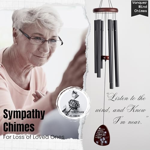 Memorial Wind Chimes for Loss of Loved One, Windchimes in Memory of a Loved One, Sympathy Gift Baskets, Bereavement Condolence Gifts, Memorial Gifts for Loss of Mom, 32" Sympathy Dandelion, Black - size: 32" Dandelions
