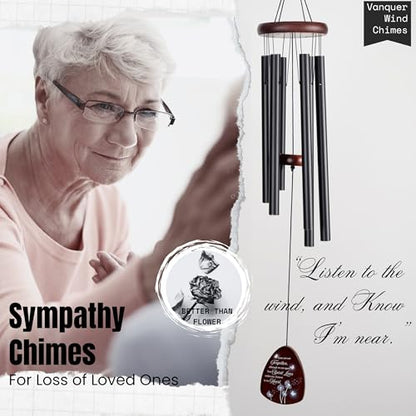 Memorial Wind Chimes for Loss of Loved One, Windchimes in Memory of a Loved One, Sympathy Gift Baskets, Bereavement Condolence Gifts, Memorial Gifts for Loss of Mom, 32" Sympathy Dandelion, Black - size: 32" Dandelions